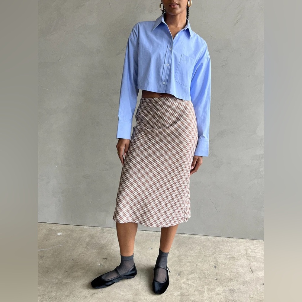 LISA SAYS GAH Sandy Midi Skirt in Hazelnut Plaid | M - Picture 2 of 13